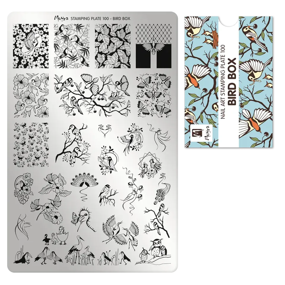Moyra Stamping Plate 100 Bird Box negle stempelplade