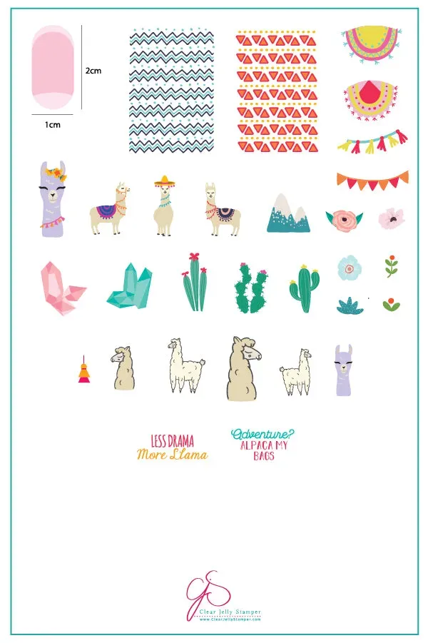 Clear Jelly Stamper CjS-98 Love at First Llama stampingplade