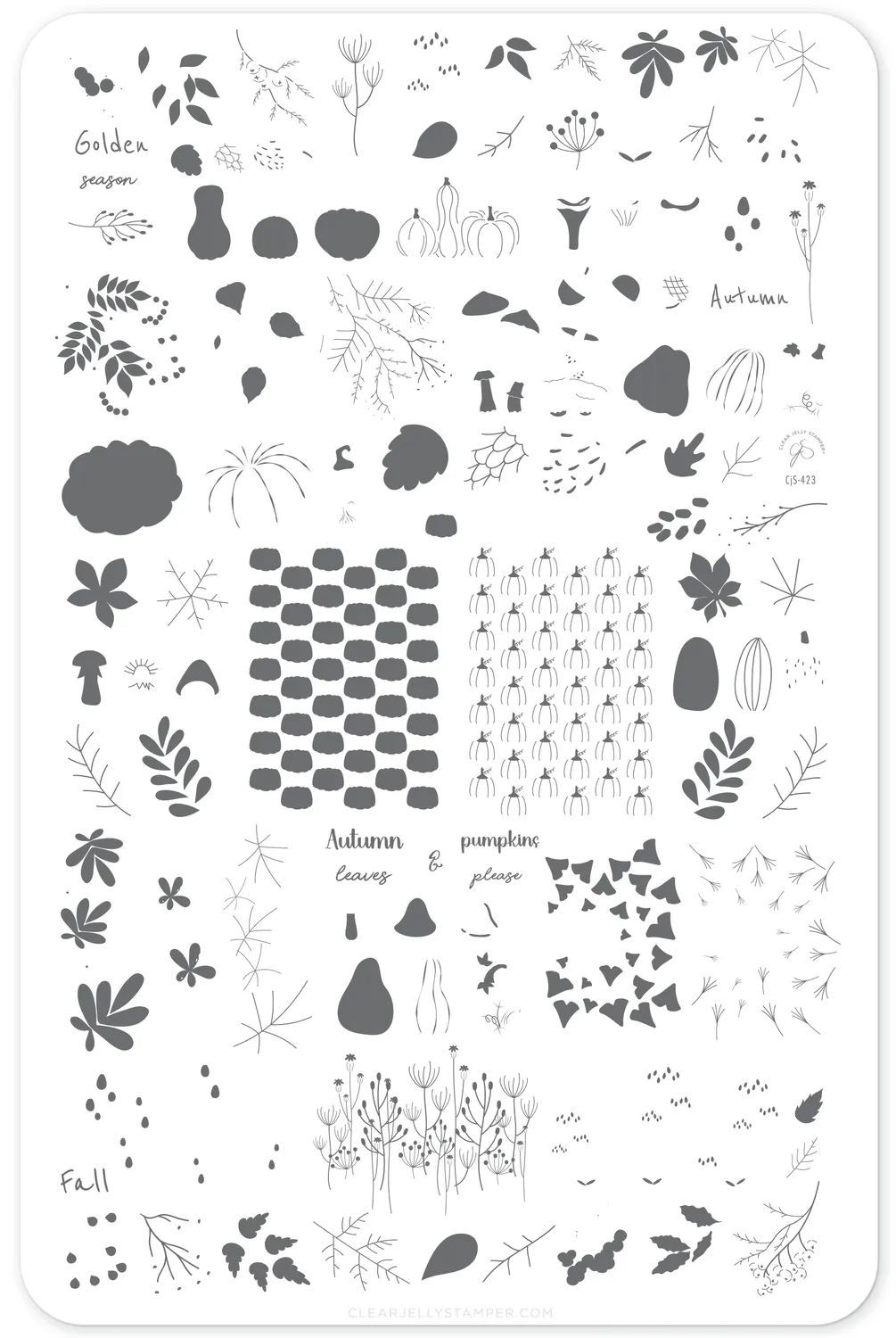 Clear Jelly Stamper Golden Season CjS-423 stempelplade 14x9 cm