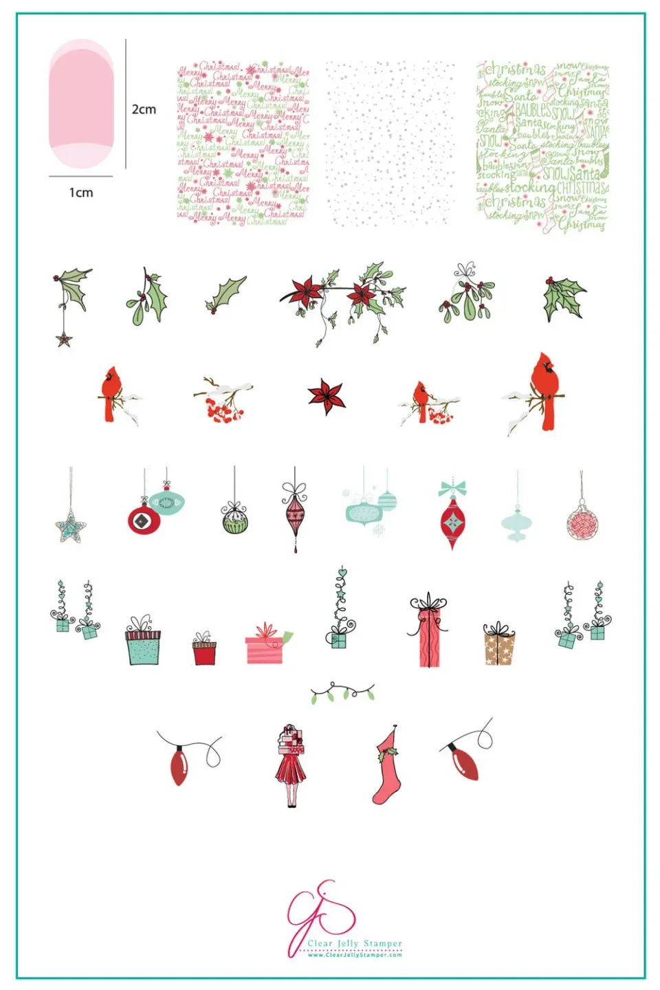 Clear Jelly Stamper Mistletoe Wishes CjSC-47 stempelplade jul 14,5cm