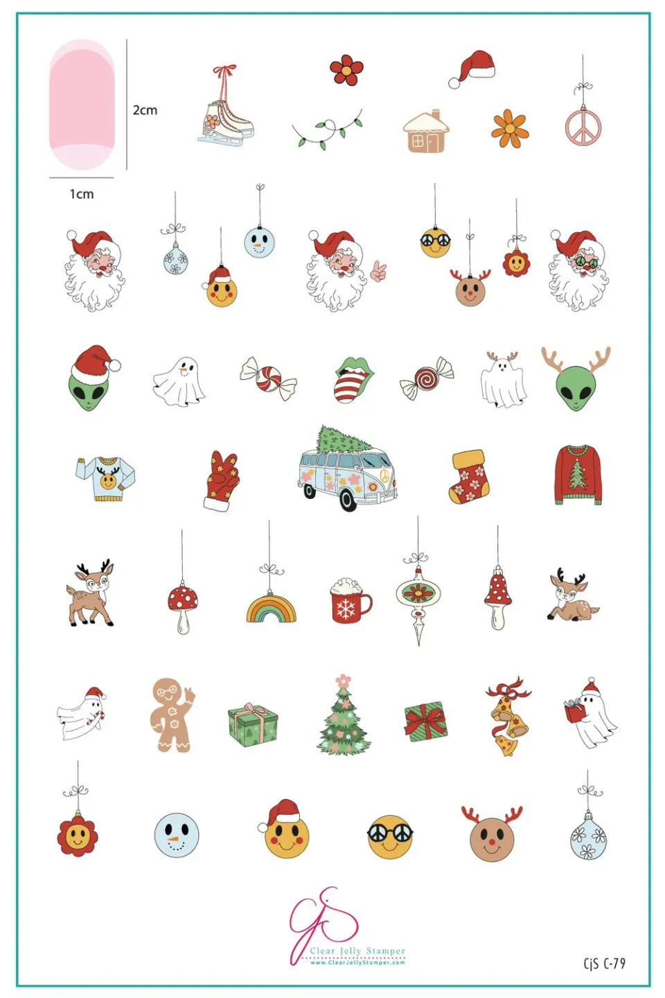 Clear Jelly Stamper Hippie Holiday CjSC-79 stamping plade jul