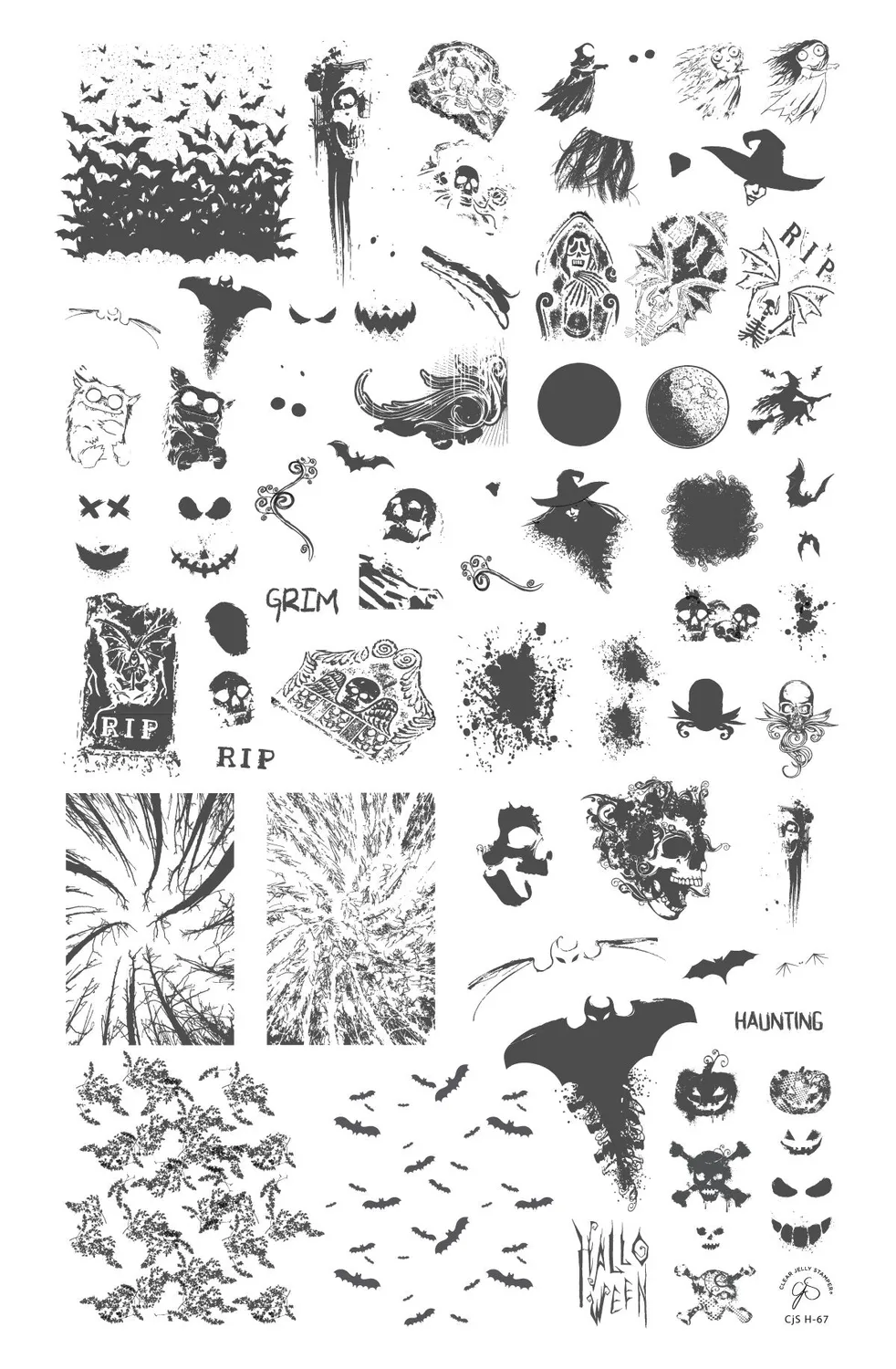 Clear Jelly Stamper CjSH-67 Grunge Halloween stampingplade