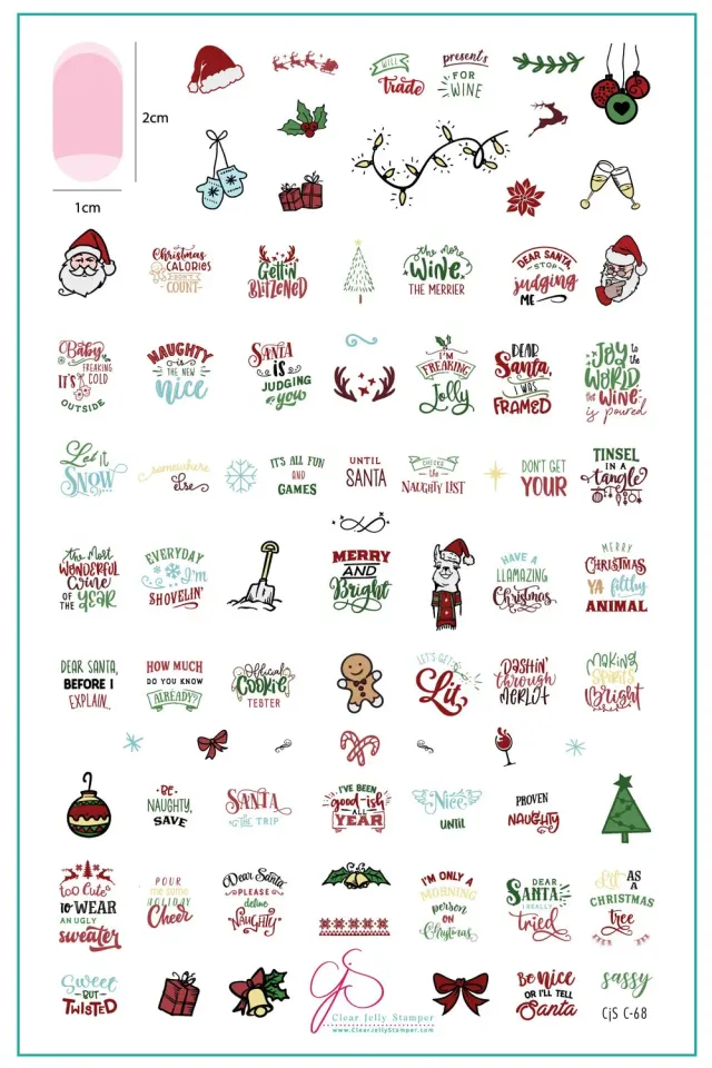 Clear Jelly Stamper Sassy Christmas CjSC-68 stamping plade jul