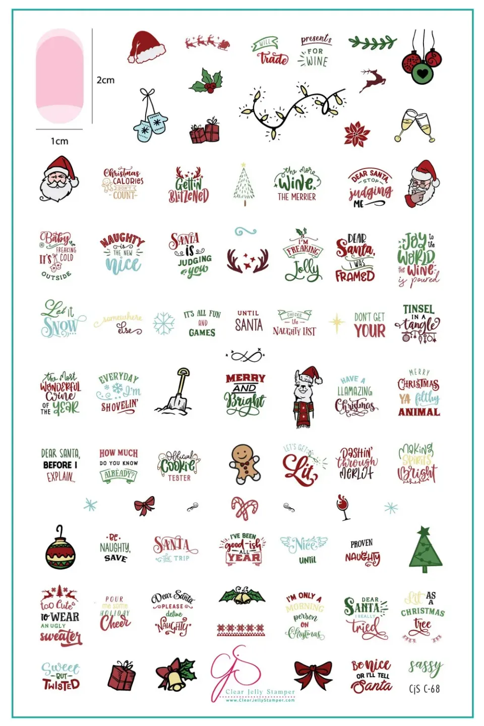 Clear Jelly Stamper Sassy Christmas CjSC-68 stamping plade jul