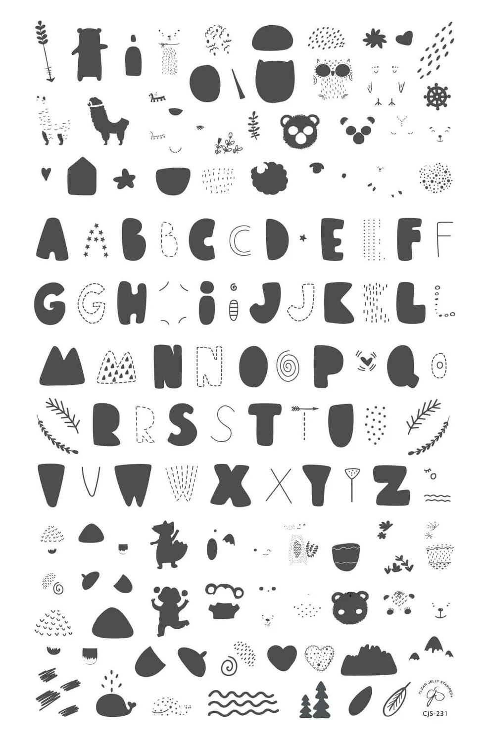 Clear Jelly Stamper CjS-231 stamping plade alfabet dyr