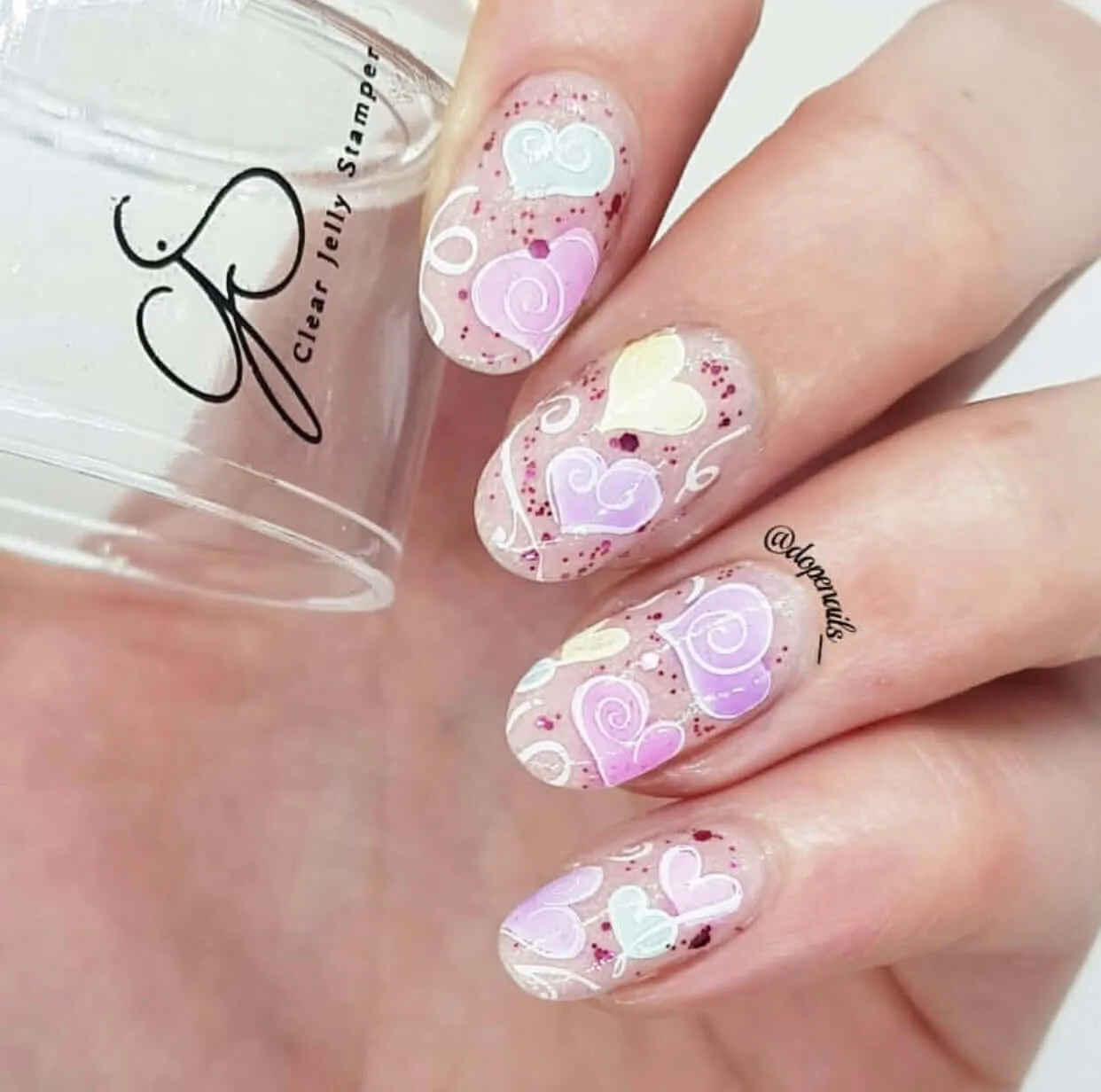 Clear Jelly Stamper Flirty Flourish CjSV-11 stampingplade hjerter