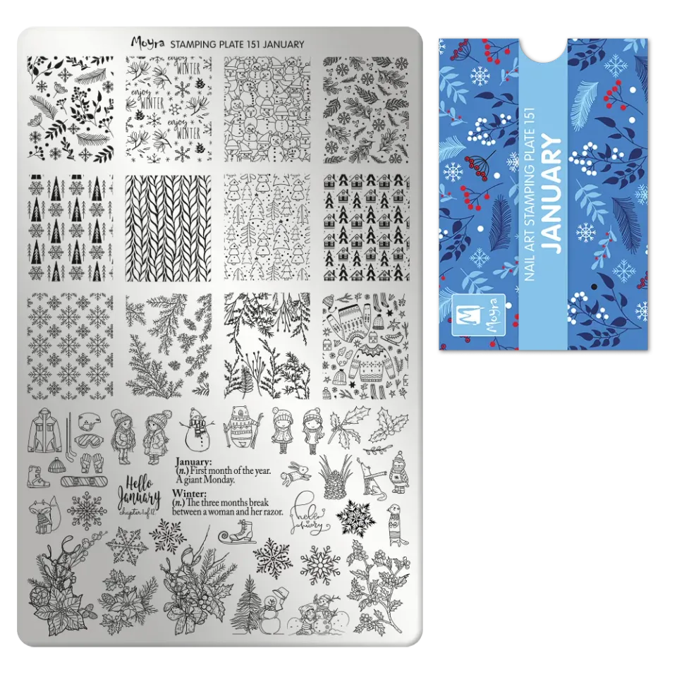 Moyra Stamping Plate 151 January stampingplade vinter