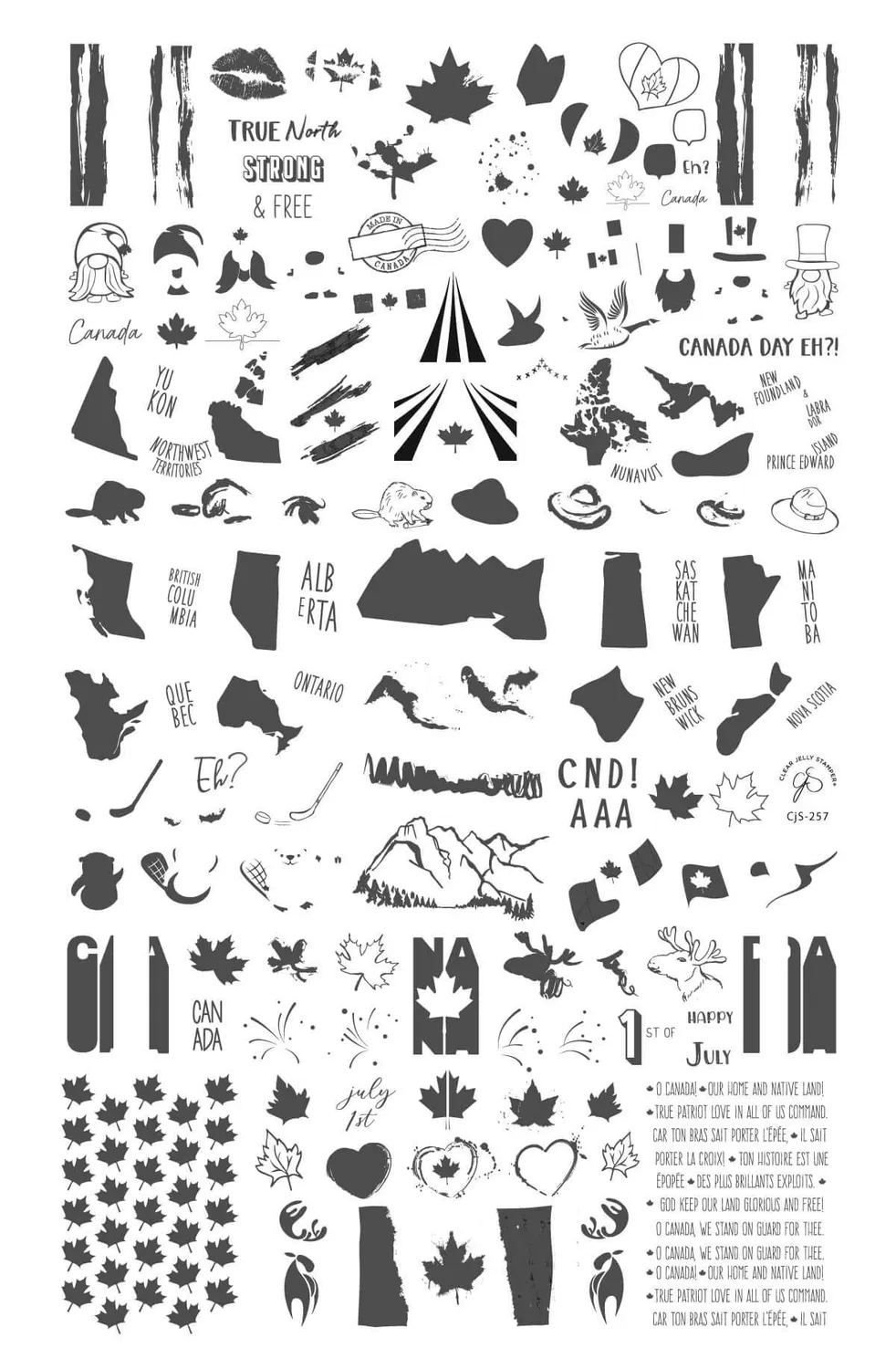 Clear Jelly Stamper CjS-257 Canada Day stampingplade