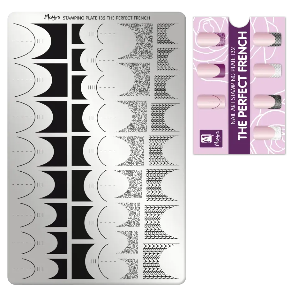 Moyra Stampingplade 132 The Perfect French hvid kant