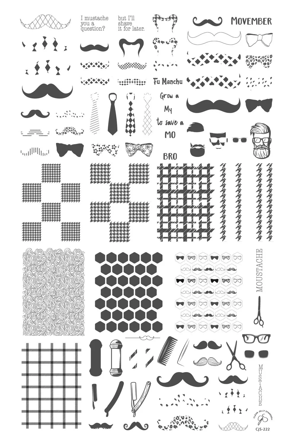 Clear Jelly Stamper CjS-222 stempelplade Grow A Mo overskæg