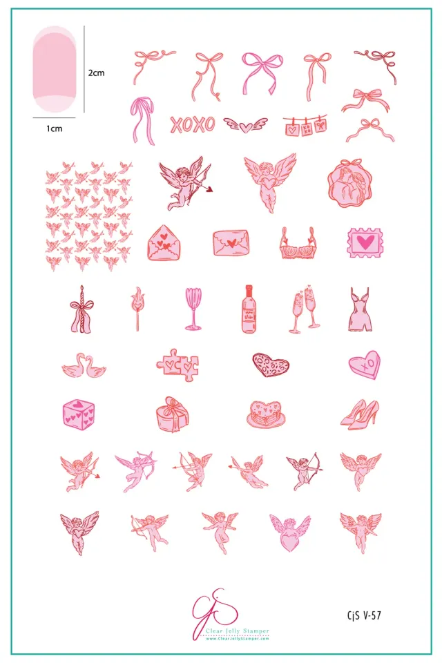 Clear Jelly Stamper V-57 Cupid's Canvas stamping plade