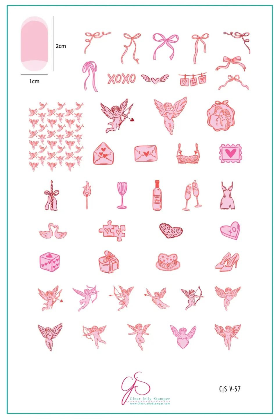 Clear Jelly Stamper V-57 Cupid's Canvas stamping plade