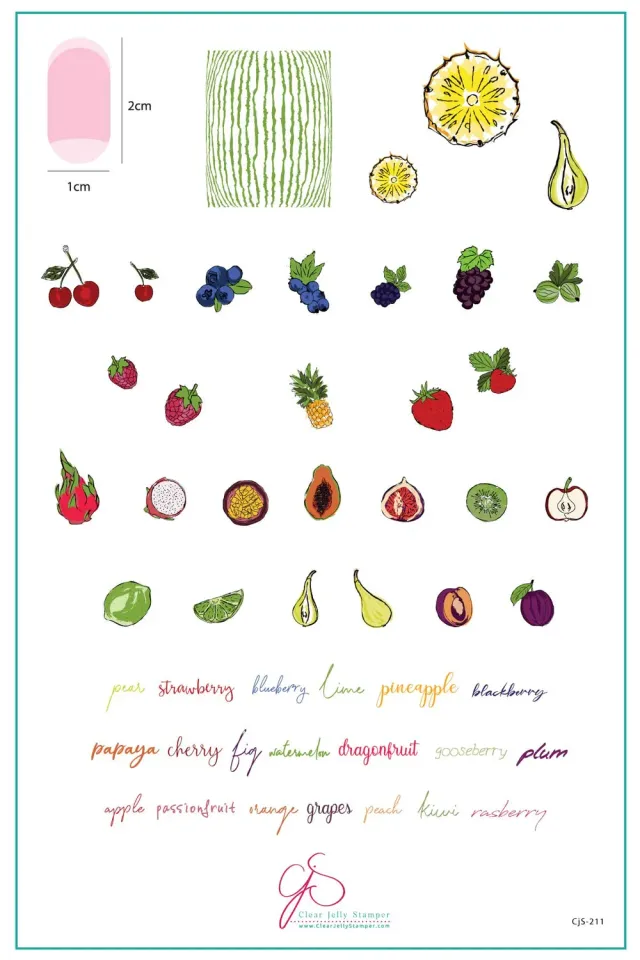 Clear Jelly Stamper CjS-211 Tropical Sensation stamping plade frugt