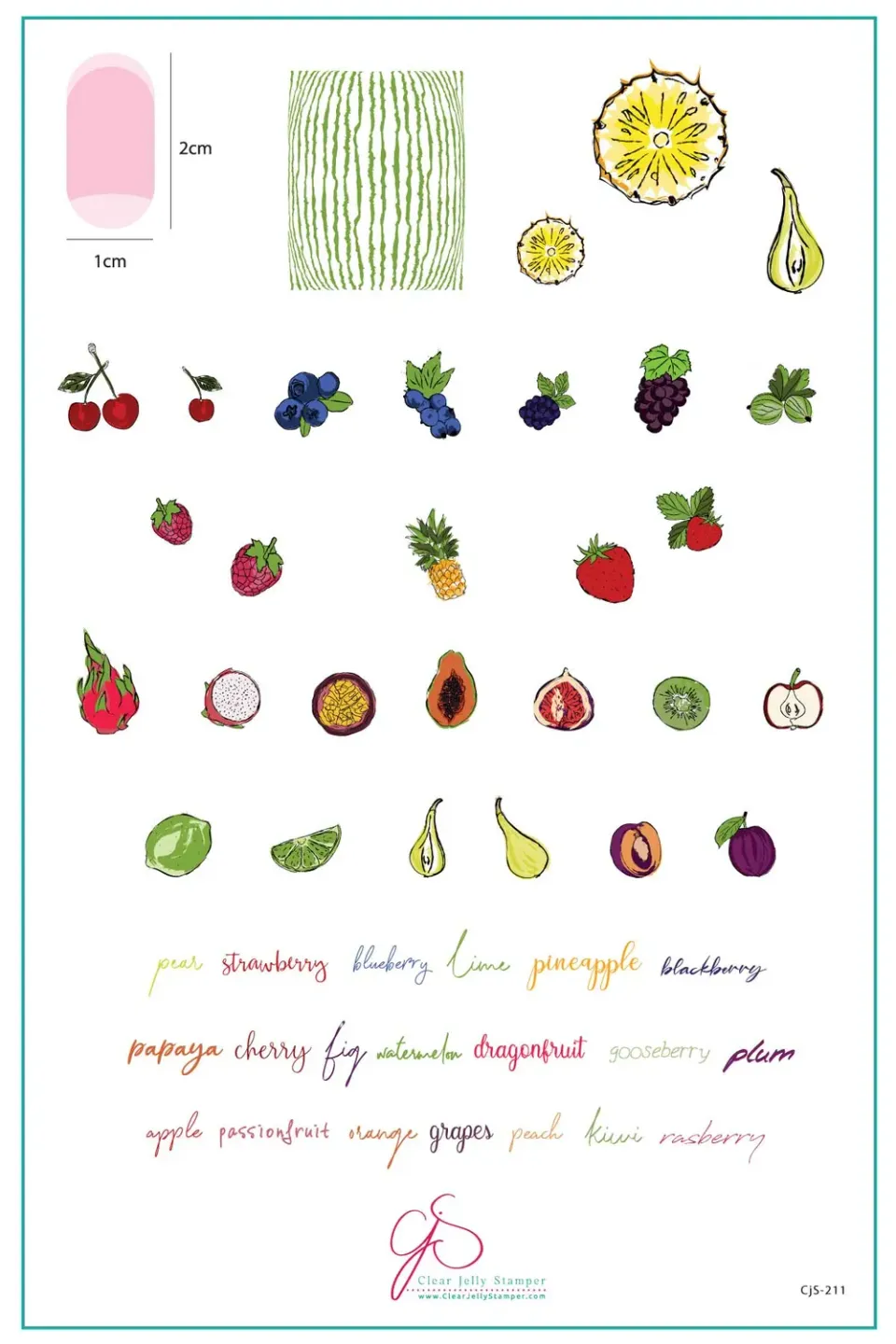 Clear Jelly Stamper CjS-211 Tropical Sensation stamping plade frugt