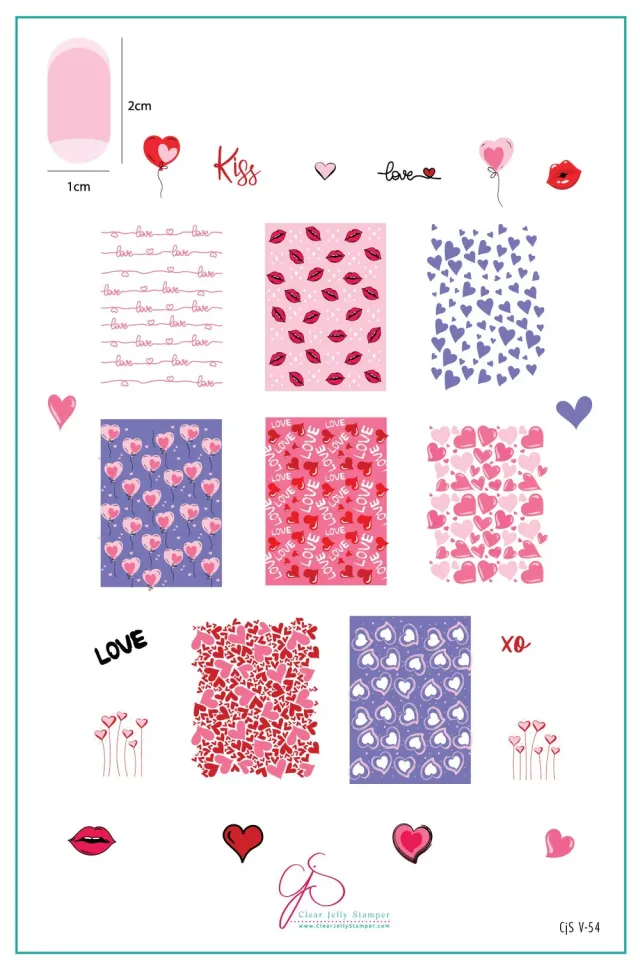 Clear Jelly Stamper Lovestruck CjSV-54 stampingplade hjerter