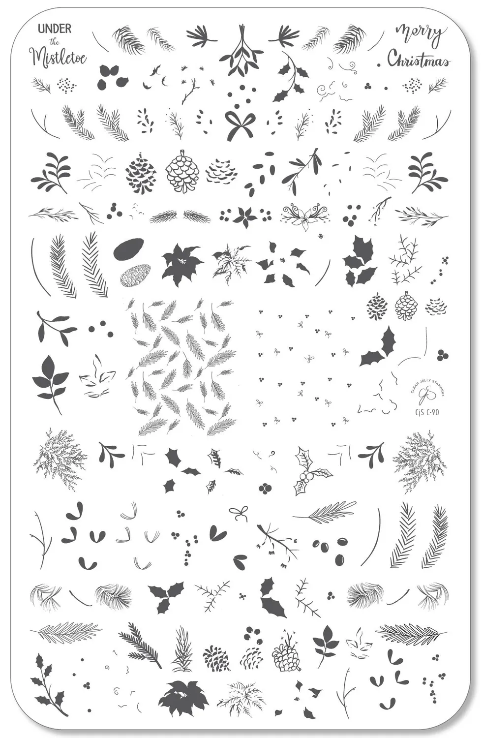 Clear Jelly Stamper CjSC-90 Merry Mistletoe stampingplade jul