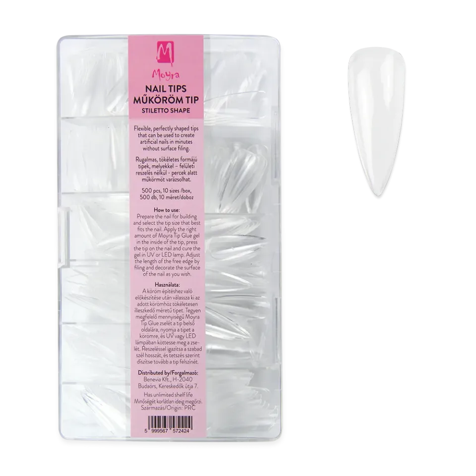 Moyra Full Cover negletips Stiletto 500 stk fleksible