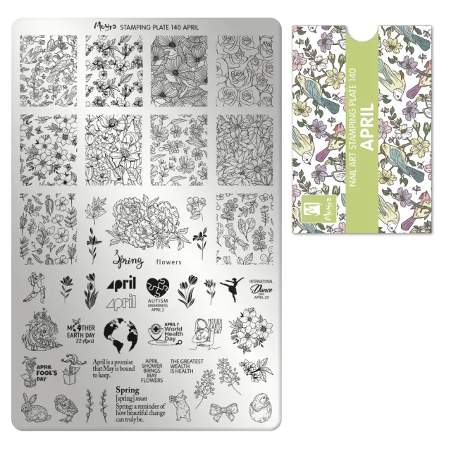 Moyra Stamping 140 April stampingplade stor