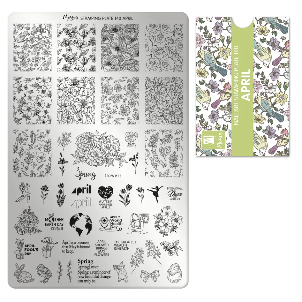 Moyra Stamping 140 April stampingplade stor