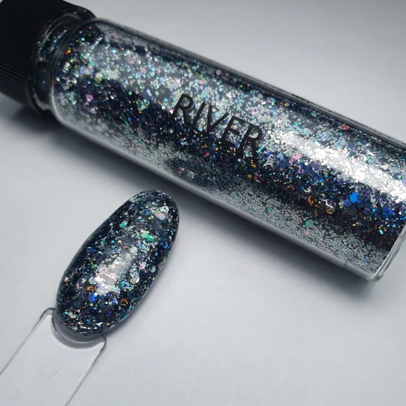 Indigo Nails Beautystones River neglitter med blå glans