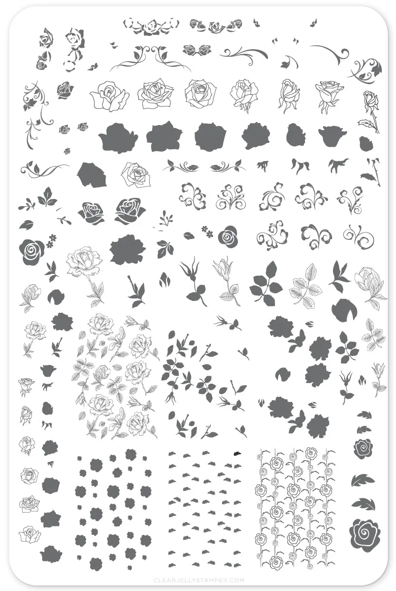 Clear Jelly Stamper CjS-92 All is Rose-y stamping plade