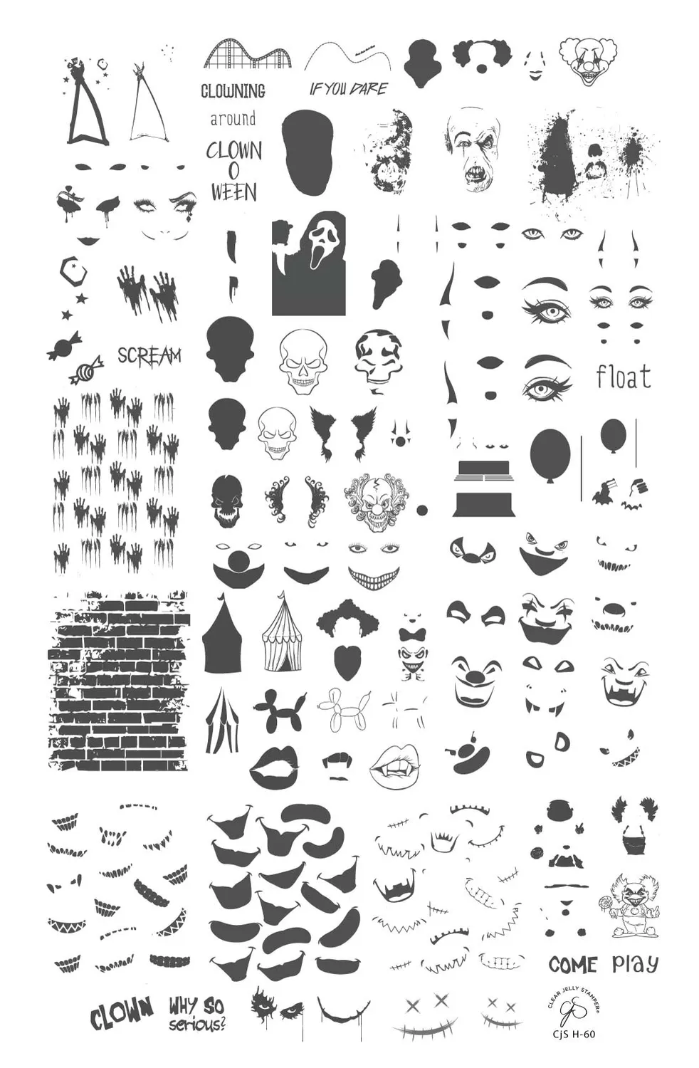 Clear Jelly Stamper If You Dare CjSH-60 stamping plade halloween