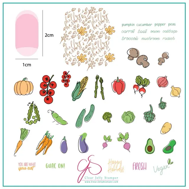 Clear Jelly Stamper CjS-170 Happy Harvest negleplade grøntsager