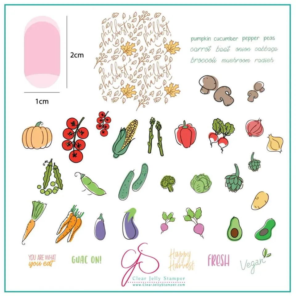 Clear Jelly Stamper CjS-170 Happy Harvest negleplade grøntsager
