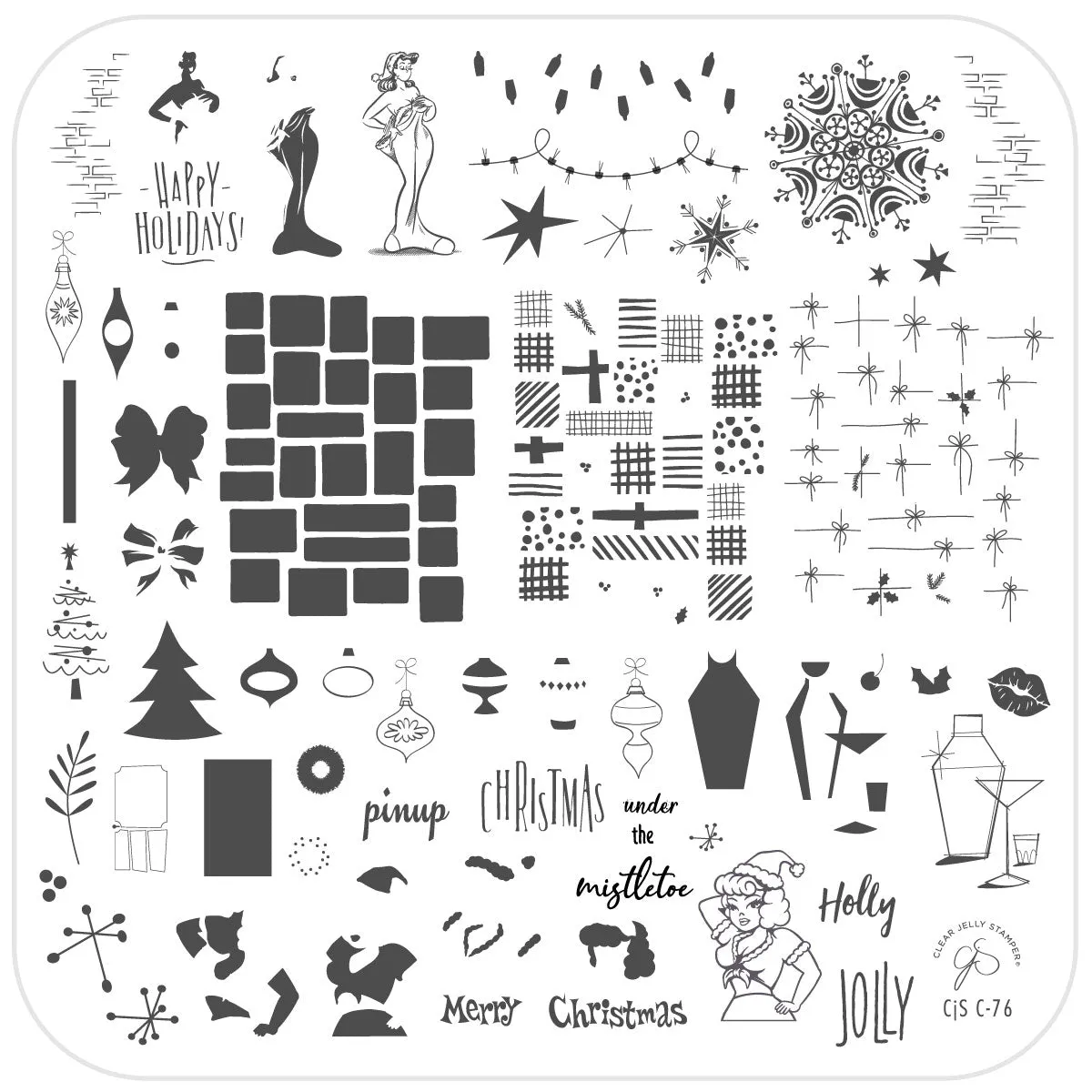Clear Jelly Stamper CjSC-76 stamping plade jul pin-up