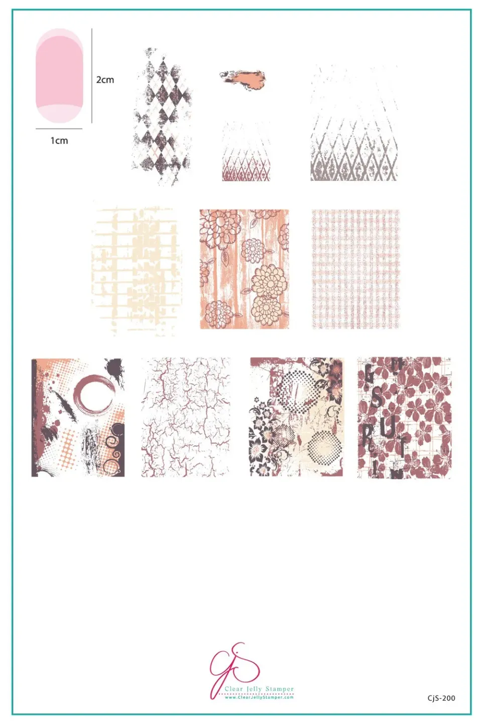 Clear Jelly Stamper CjS-200 Grunge Textures stampingplade