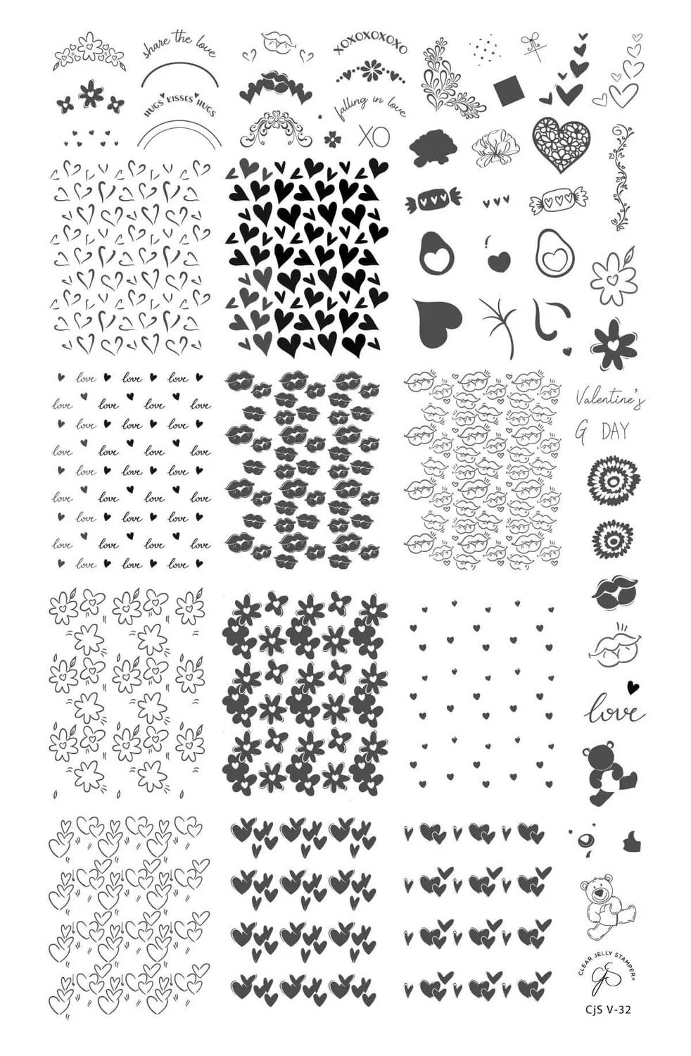 Clear Jelly Stamper CjSV-32 French Kiss stampingplade 14,5x9,5