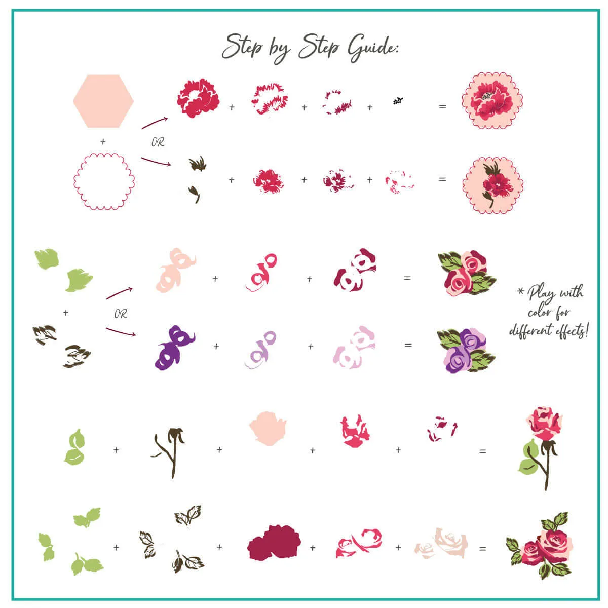 Clear Jelly Stamper Floral Blossom CjS-281 stamping plade roser 8x8