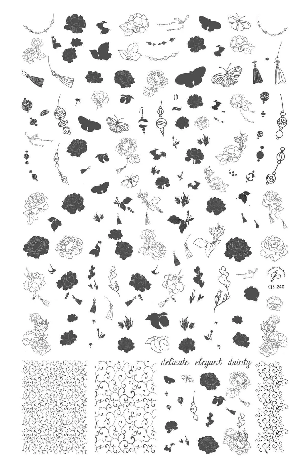 Clear Jelly Stamper CjS-240 Floral Tassel stampingplade blomster