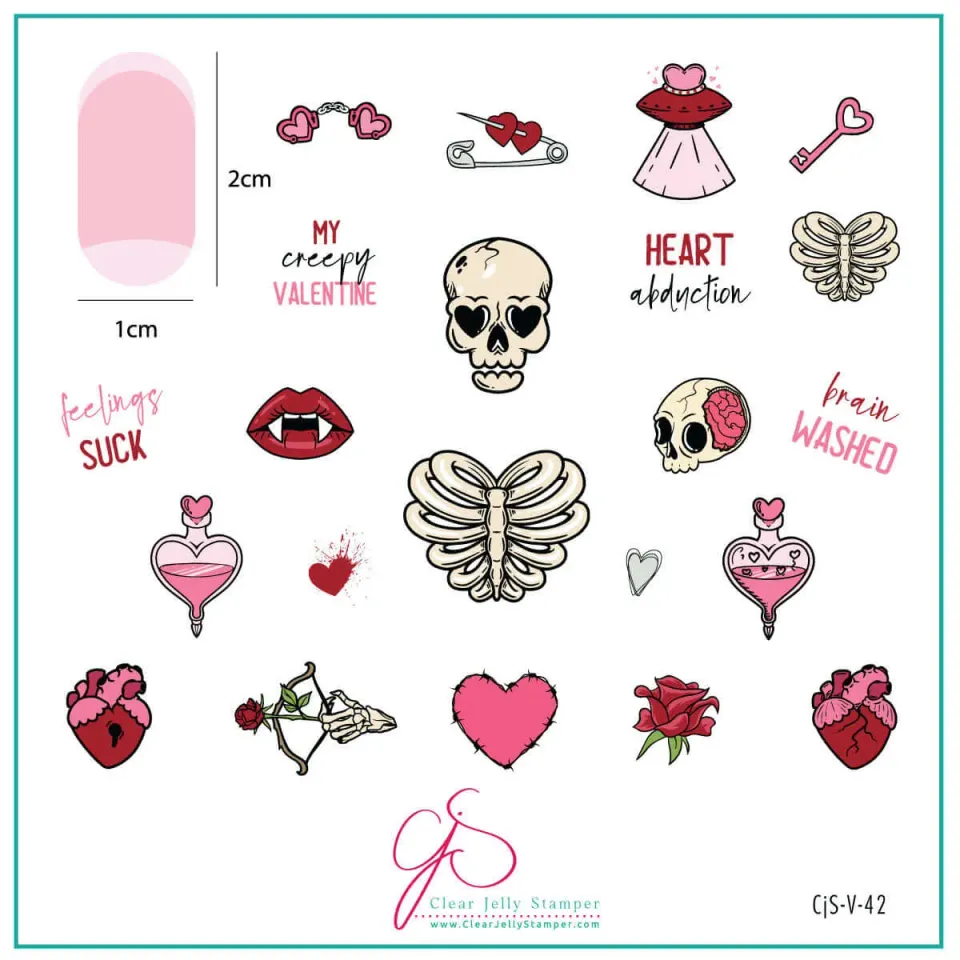Clear Jelly Stamper My Creepy Valentine CjSV-42 stamping plade