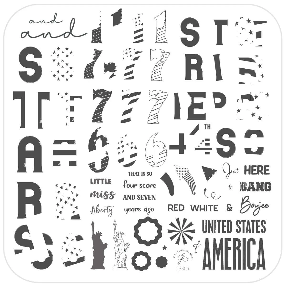 Clear Jelly Stamper CjS-315 Stars & Stripes stempelplade