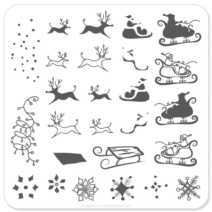 Clear Jelly Stamper CjSC-04 Santa's Sleigh stamping plade 6x6