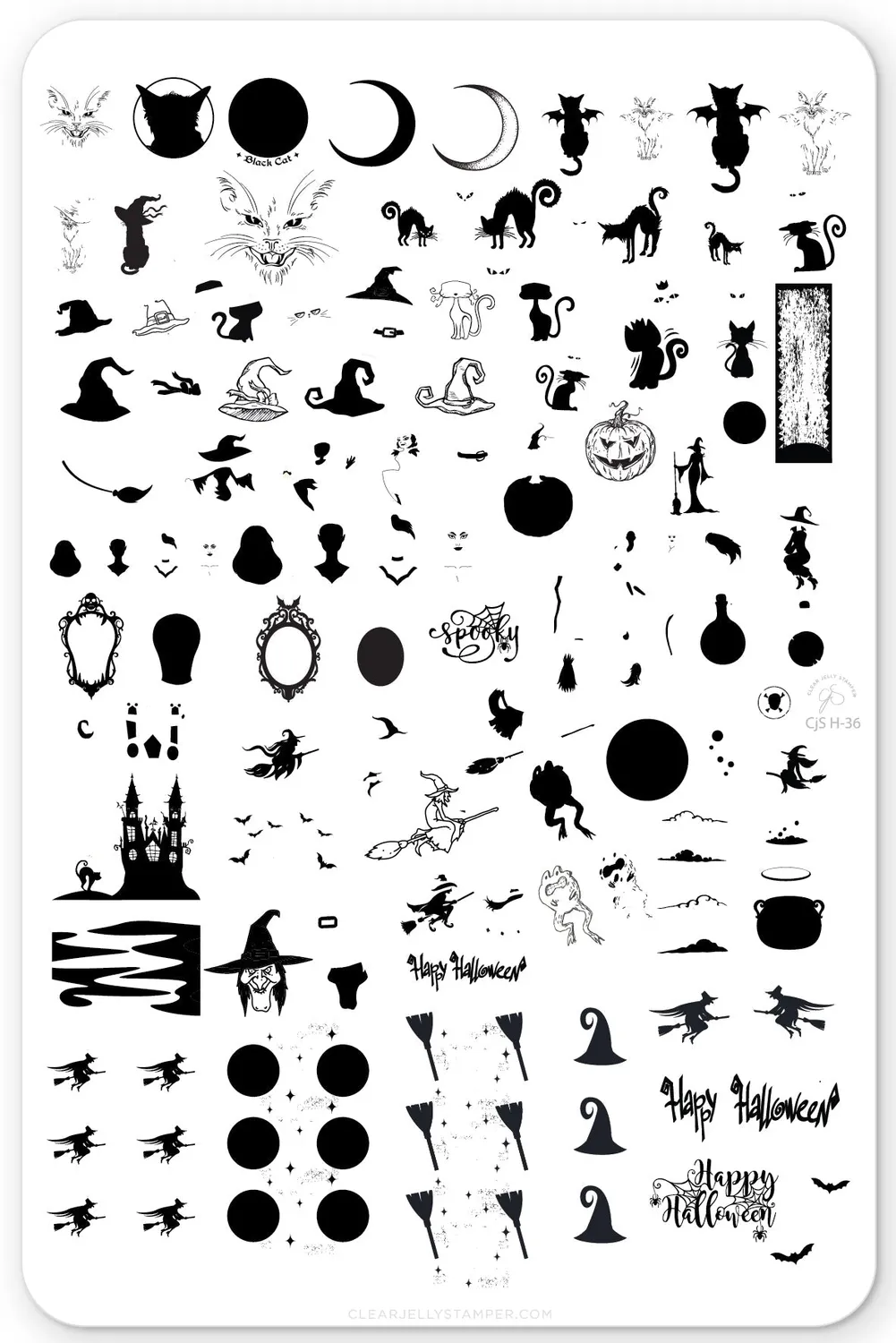 Clear Jelly Stamper Be-Witched CjSH-36 stamping plade halloween