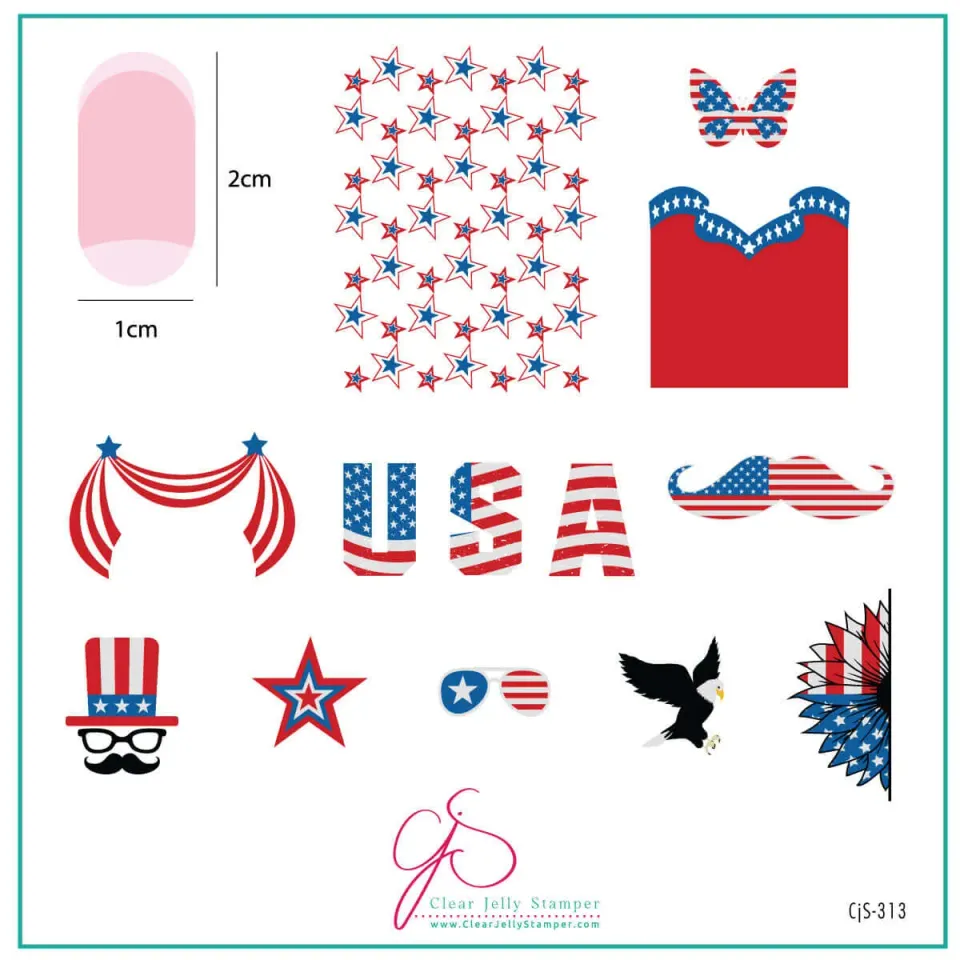 Clear Jelly Stamper Stars Stripes Two CjS-313 plade