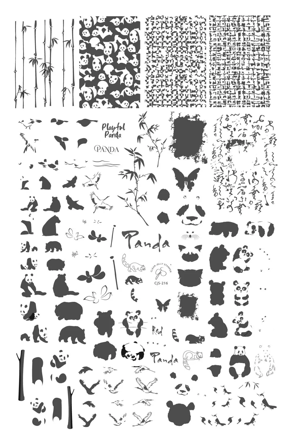 Clear Jelly Stamper Playful Panda CjS-216 stempelplade panda