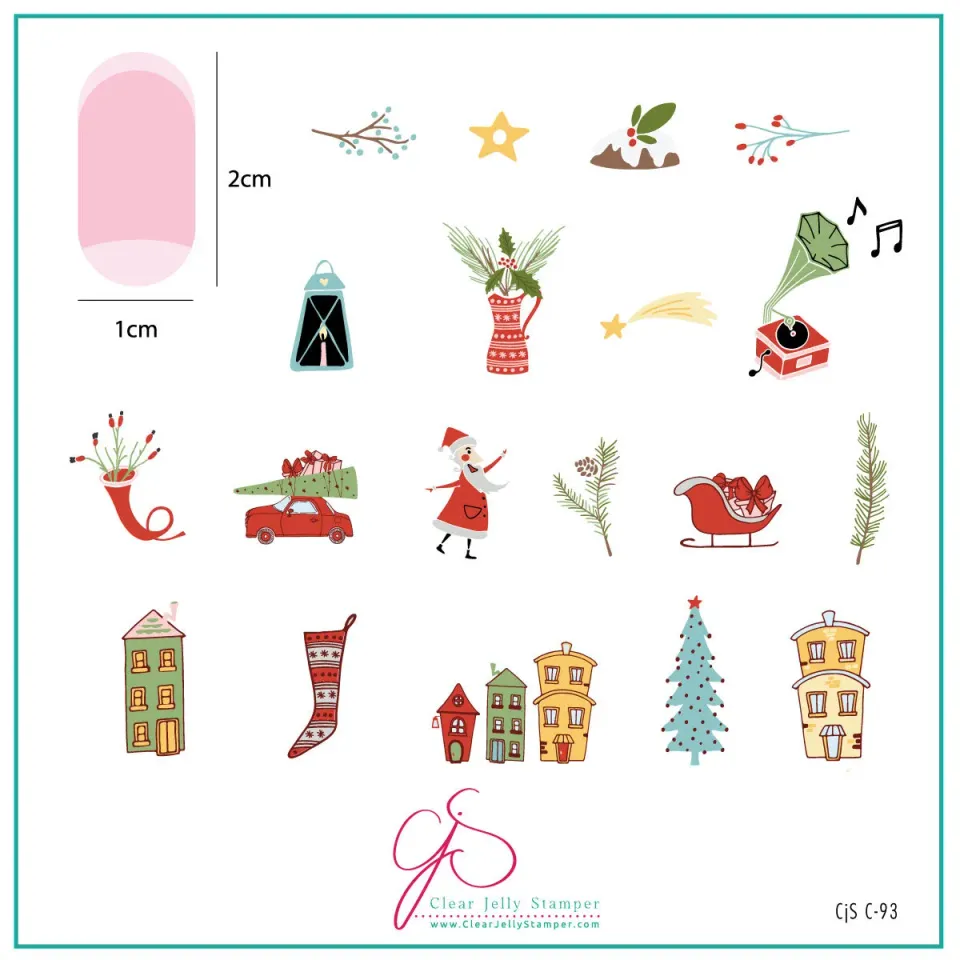 Clear Jelly Stamper Retro Festive Fun CjSC-93 stempelplade jul