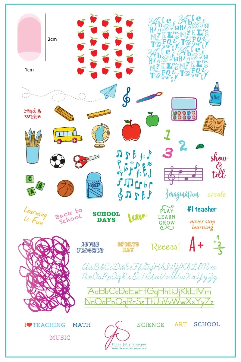 Clear Jelly Stamper CjS-44 stampingplade Back To School