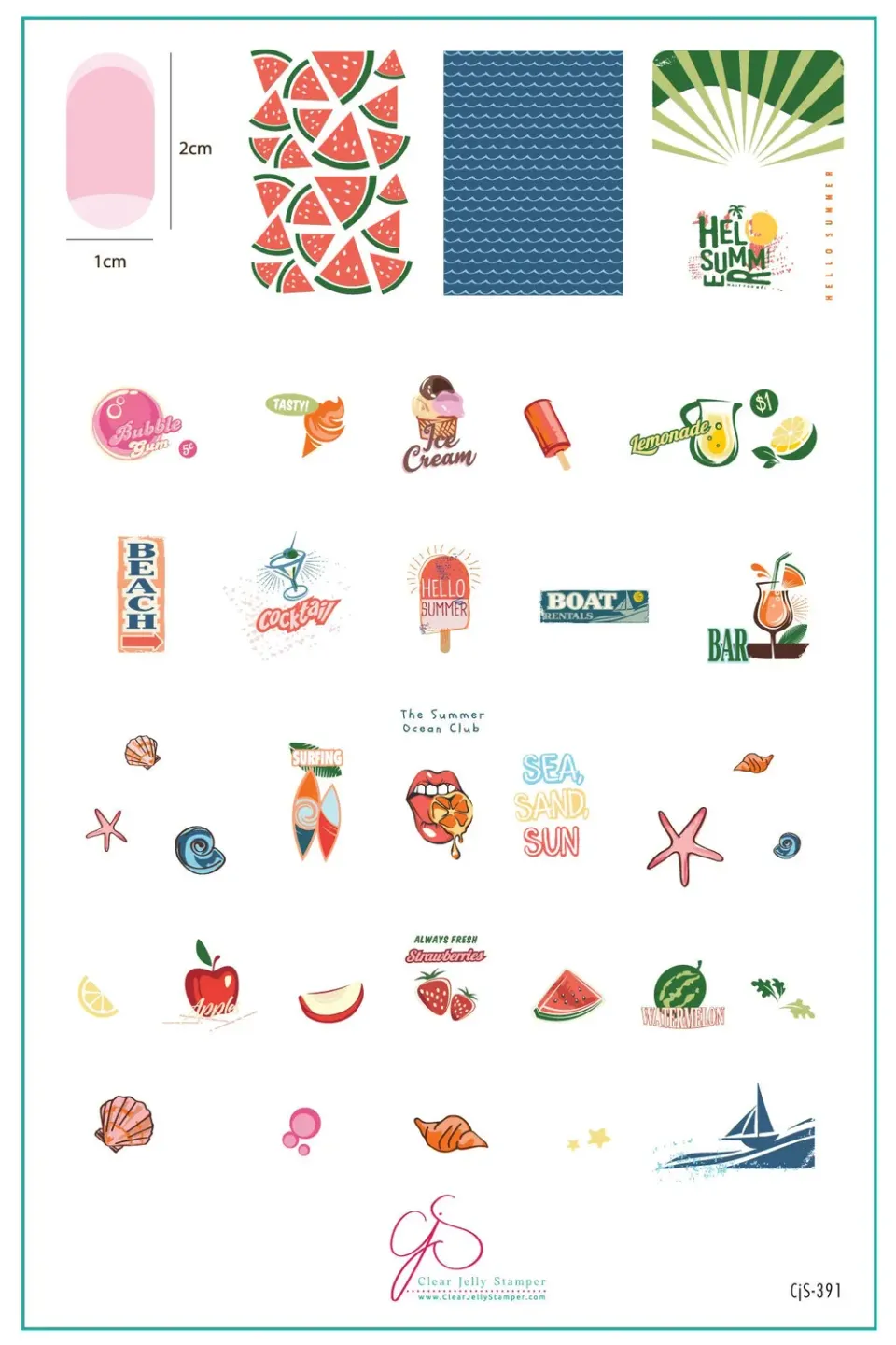 Clear Jelly Stamper Retro Summer CjS-391 stampingplade 14x9