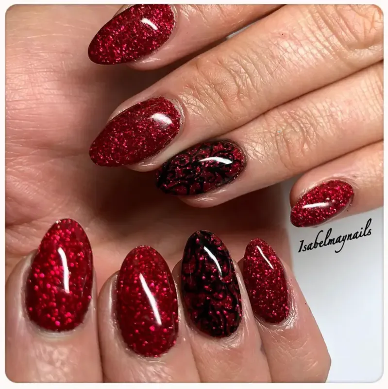 Indigo Nails Ruby Glitter neglitter rød