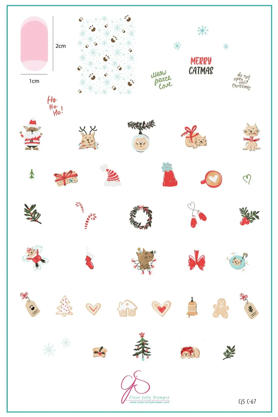 Clear Jelly Stamper Catmas CjSC-67 stamping plade 8x8 cm kattejul