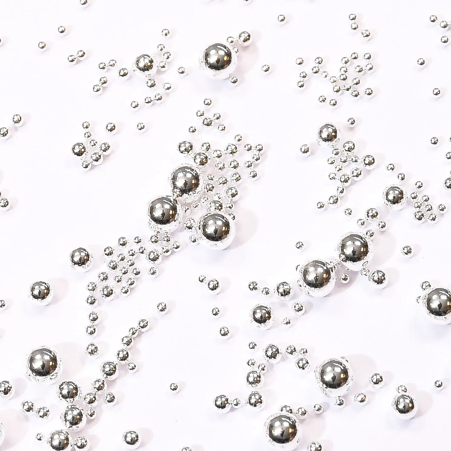Moonflair Caviar Beads negleperler sølv 6 str