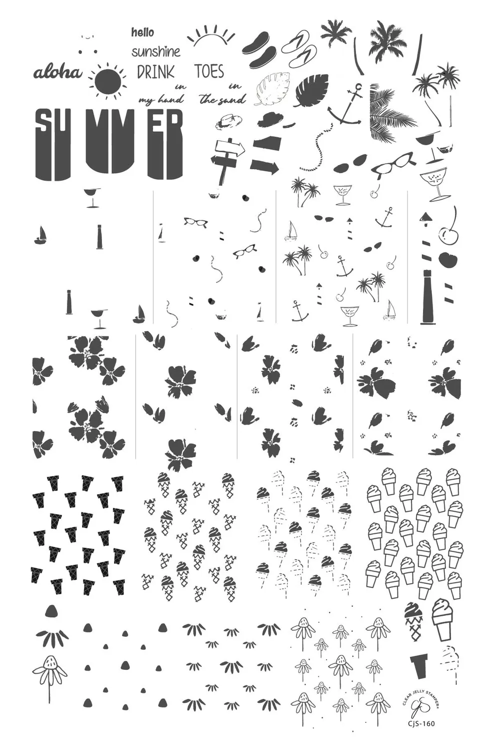 Clear Jelly Stamper CjS-160 Summer stampingplade sommer