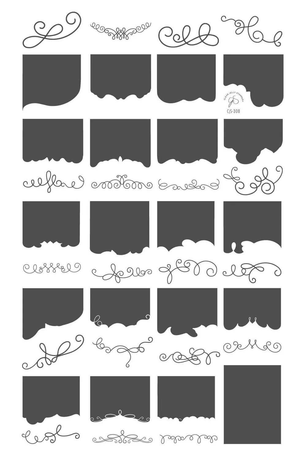 Clear Jelly Stamper CJS-308 French Tilt-A-Swirl stempelplade