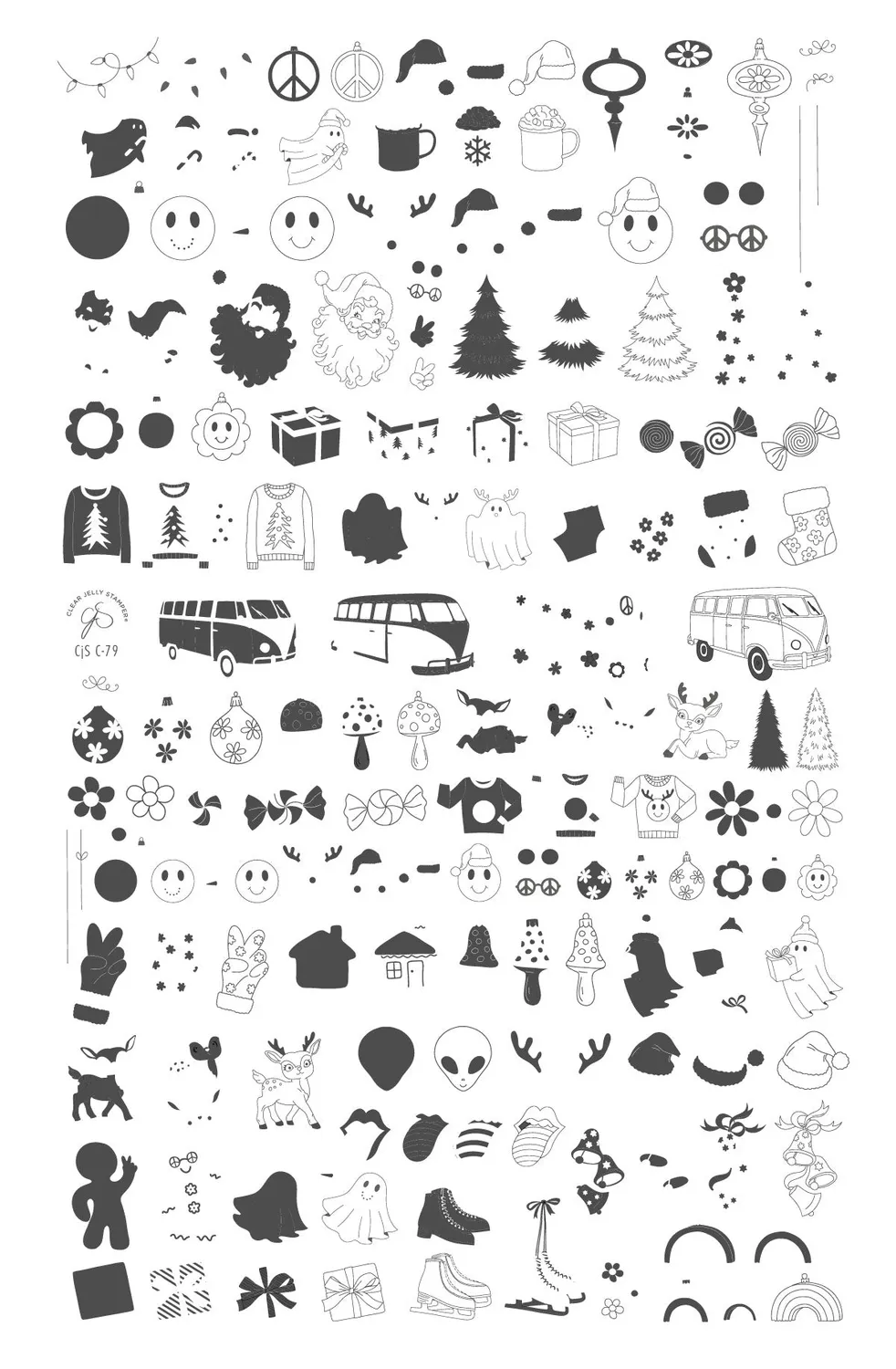 Clear Jelly Stamper Hippie Holiday CjSC-79 stamping plade jul