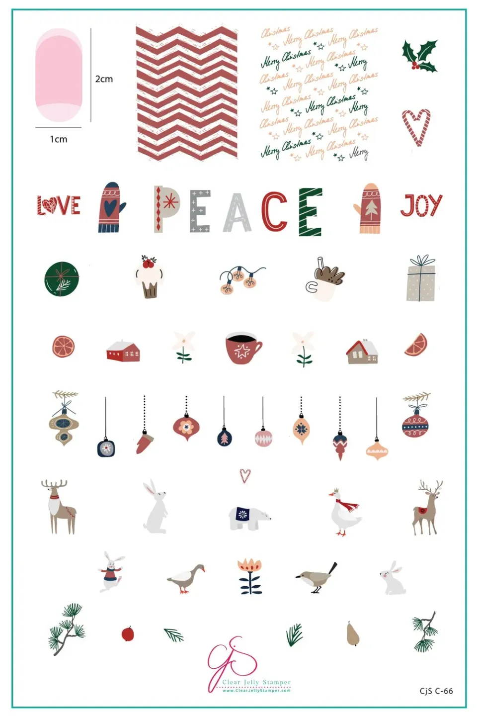 Clear Jelly Stamper Love Peace Joy CjSC-66 stamping plade jul