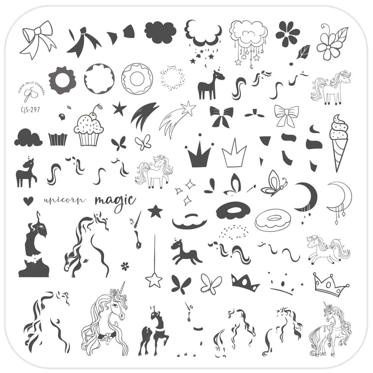 Clear Jelly Stamper CjS-297 stampingplade Unicorn Magic 8x8 cm